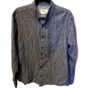 EUC FREE PLANET MEN'S 100% COTTON LONG SLEEVE GRAY BUTTON DOWN SIZE LARGE